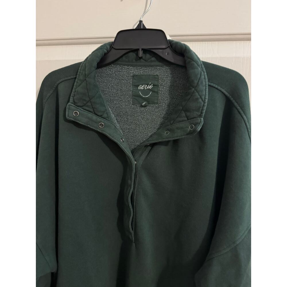 Aerie Oh Snap! Sweatshirt Oversized Lounge Rugged Green Plus XXL - Picture 4 of 12